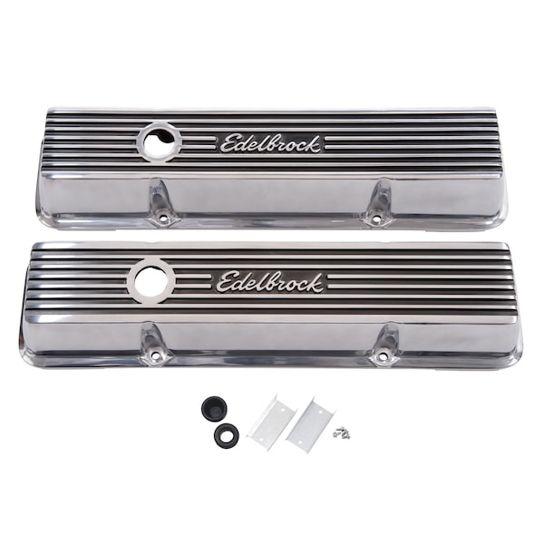 Edelbrock VALVE COVER, ELITE II, SBC 262400 V8, TALL PROFILE, POLISHED